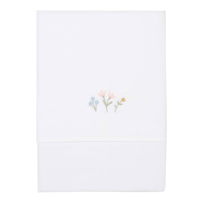Embroidered crib sheet Flowers & Butterflies | Little Dutch