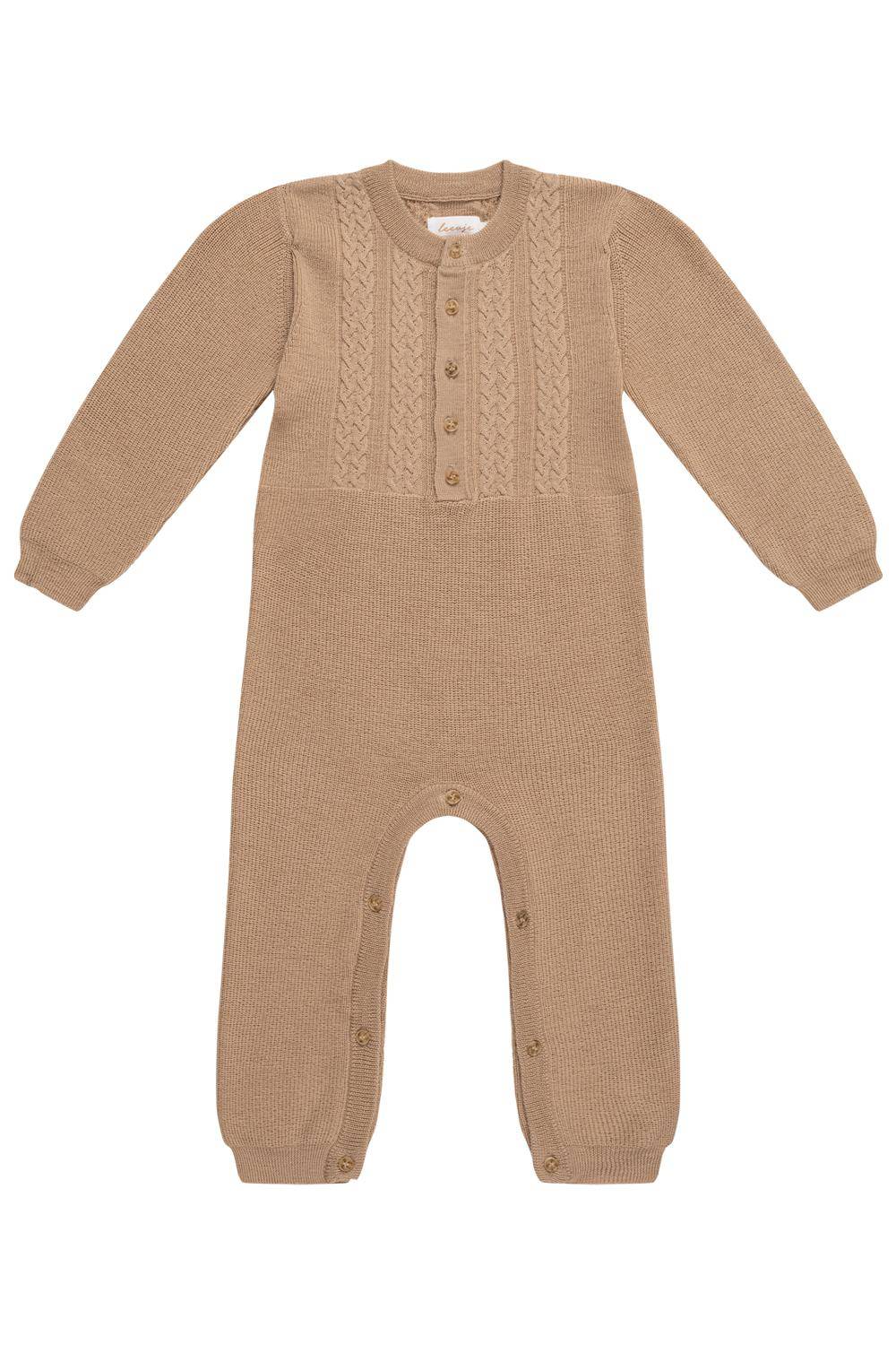 Grenouillère tricotée « Café », beige, taille 86-92 | leevje