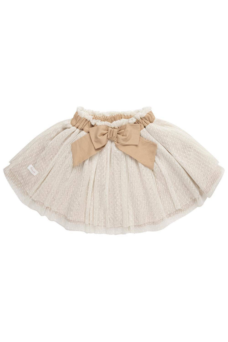 Jupe en tulle à volants et nœud intégré, blanche, taille 62/68 | leevje