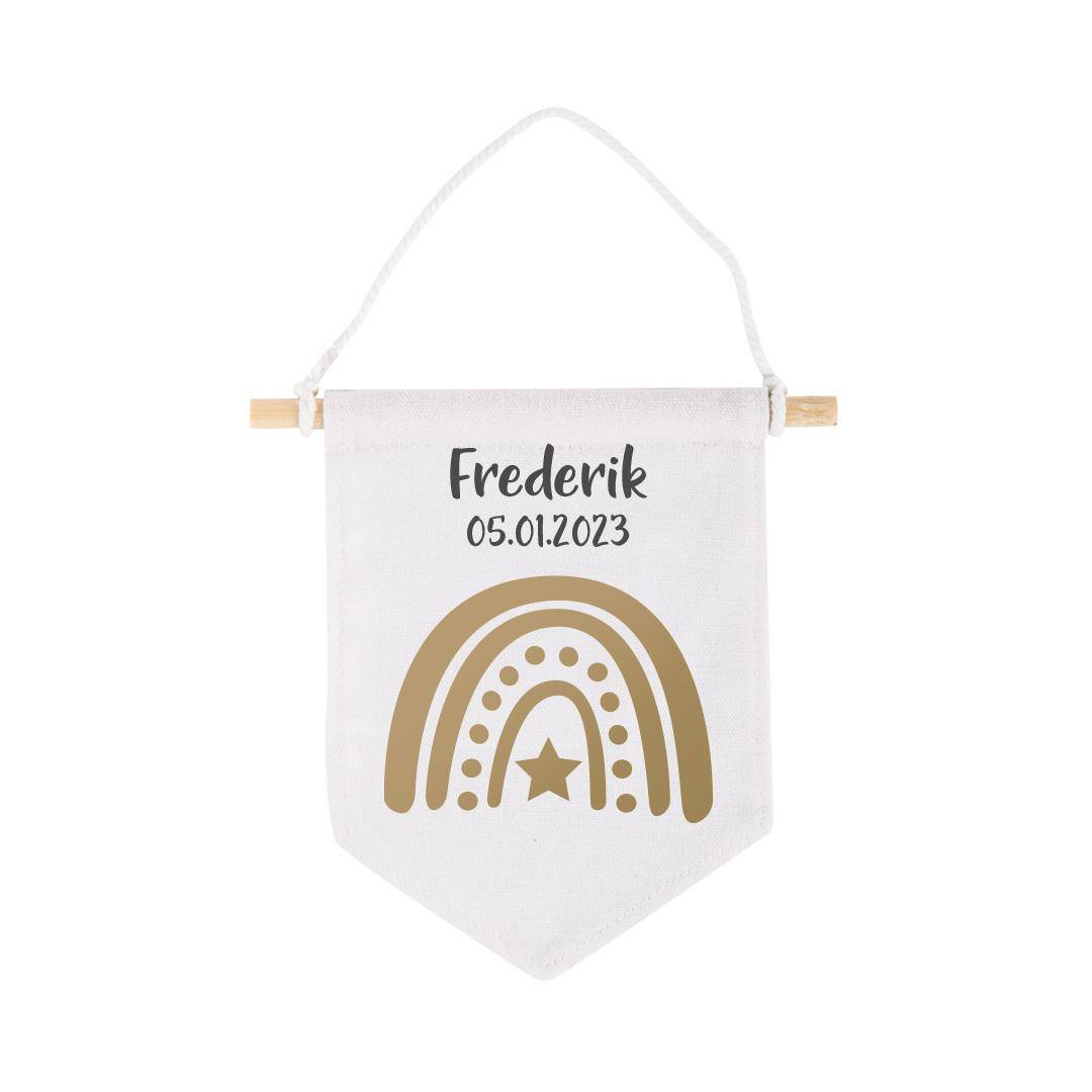 Fanion en tissu avec nom 14x14 cm | Schmatzepuffer