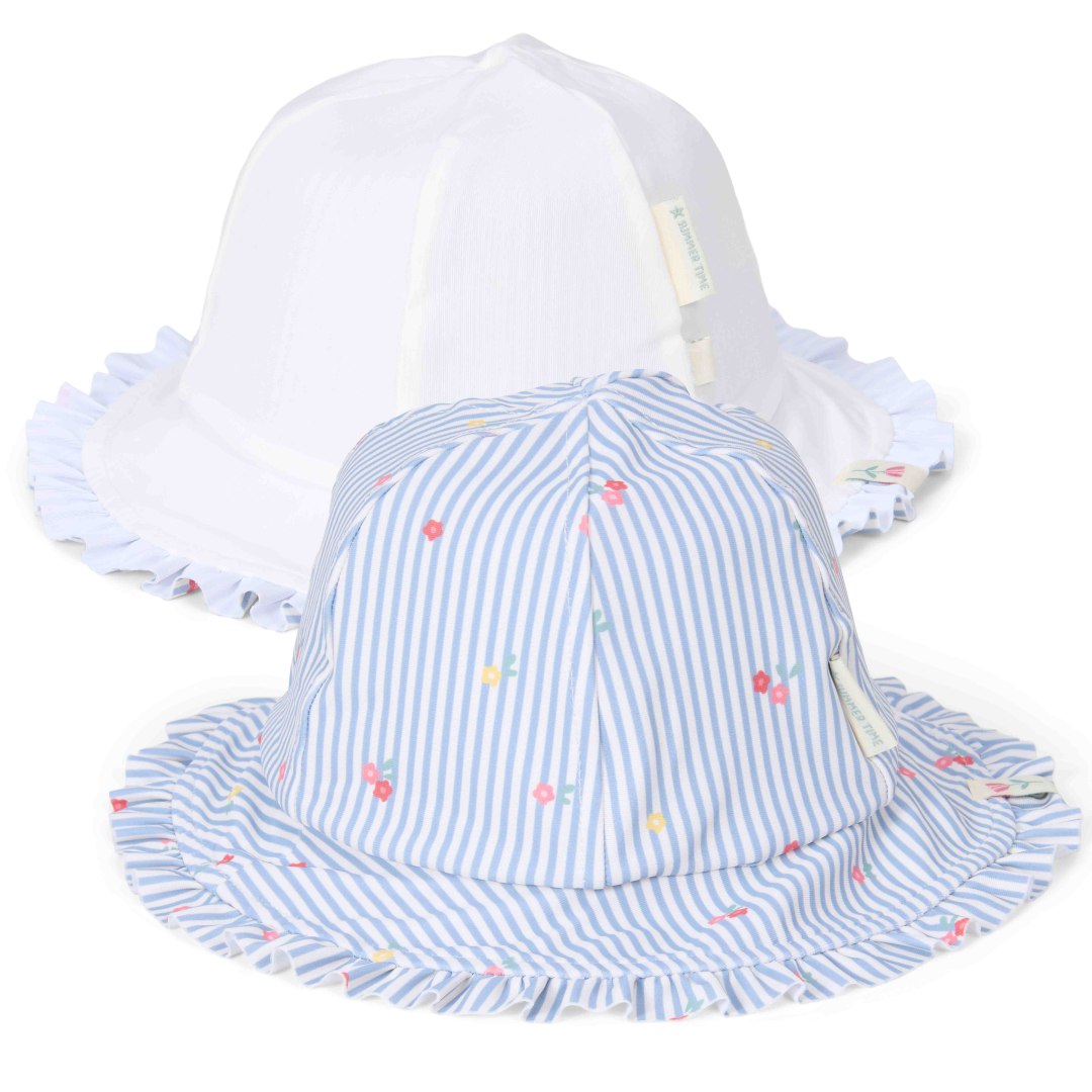 Bonnet réversible Sunny Flowers Bleu | Little Dutch