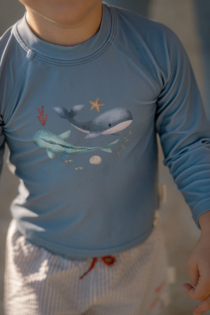 Long-sleeved swim shirt Ocean Blue | Little Dutch