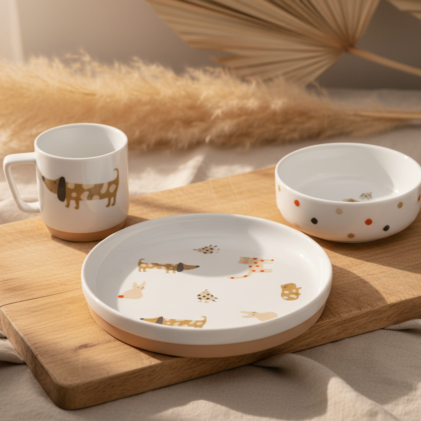 Service de table enfant en porcelaine - Little Mateys - Orange épicé | Lässig