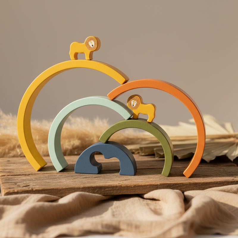 Jeu de construction en bois empilable Arc-en-ciel - Monsieur Lion | Trixie