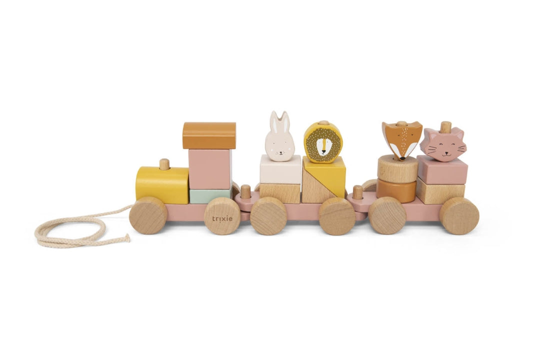 Train personnalisé en bois animaux Femme Chat – Cadeau de baptême | Schmatzepuffer