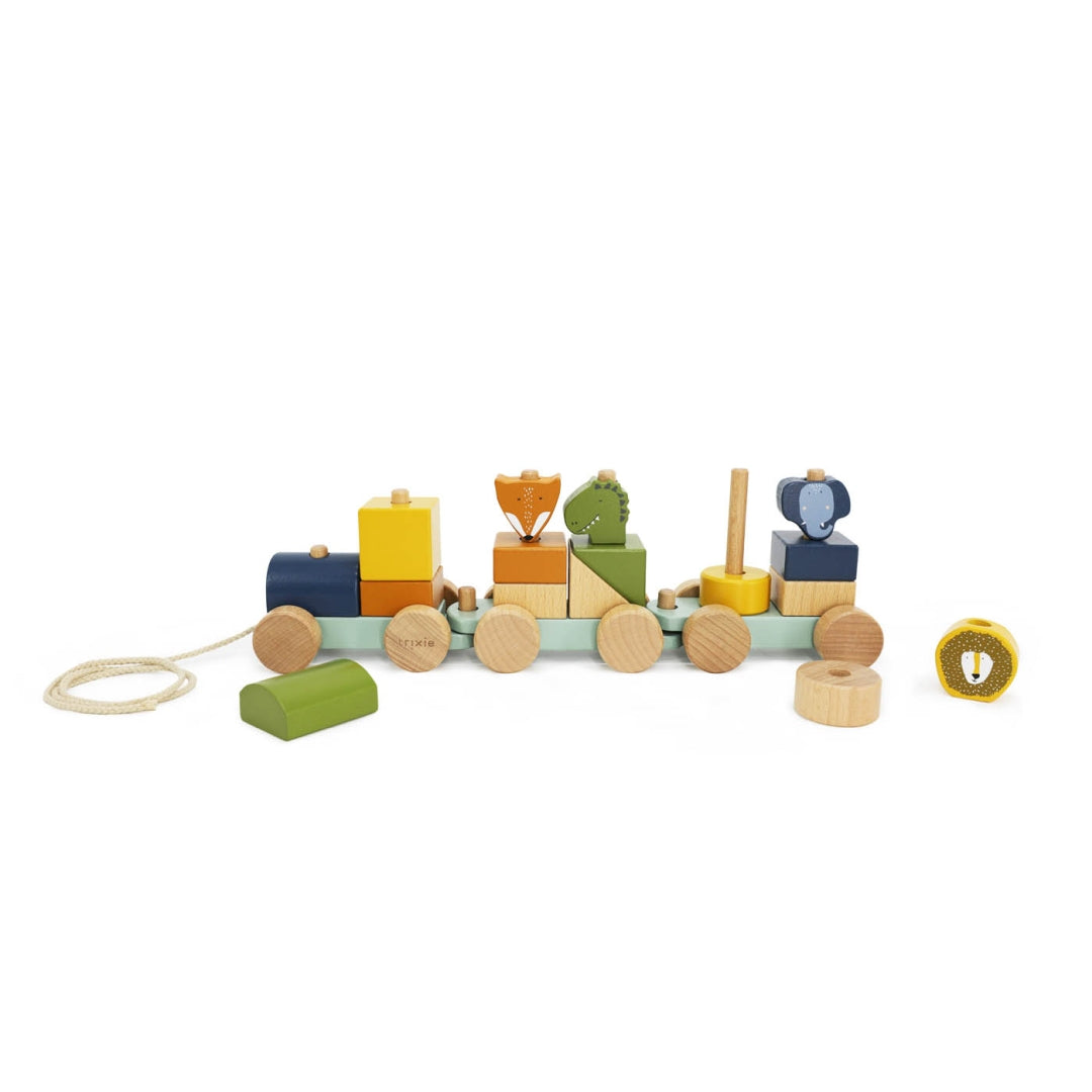 Personalisierter Holz-Zug Tier – Geschenk zur Taufe | Schmatzepuffer