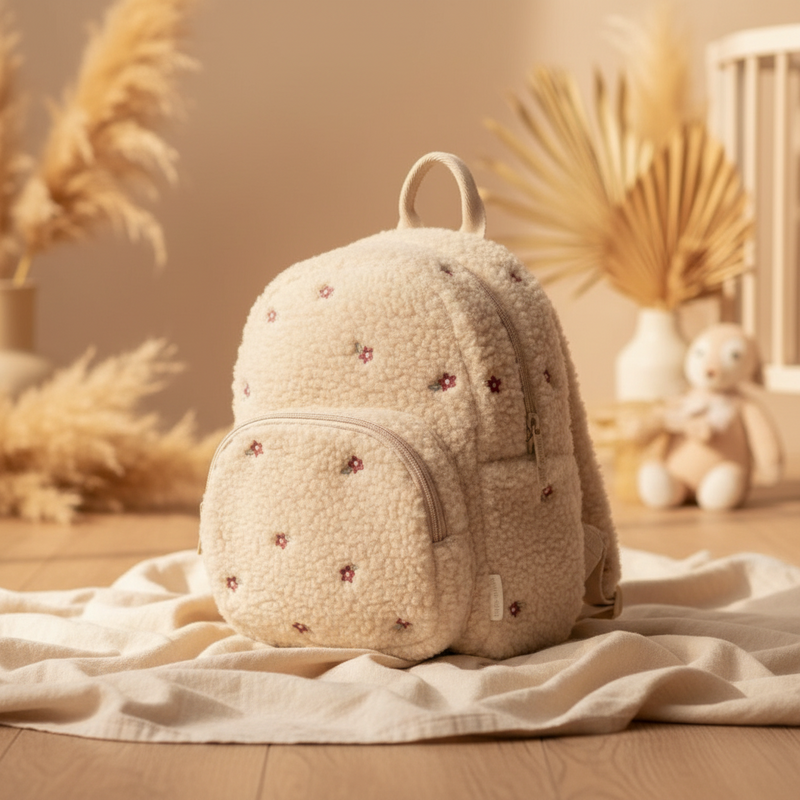 Sac à dos en peluche sable