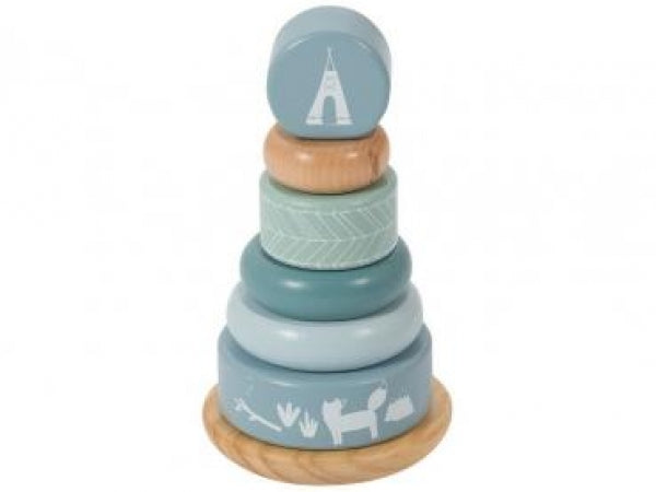 Personalisierter Stapelturm Adventure Blau – Geschenk zur Taufe | Schmatzepuffer