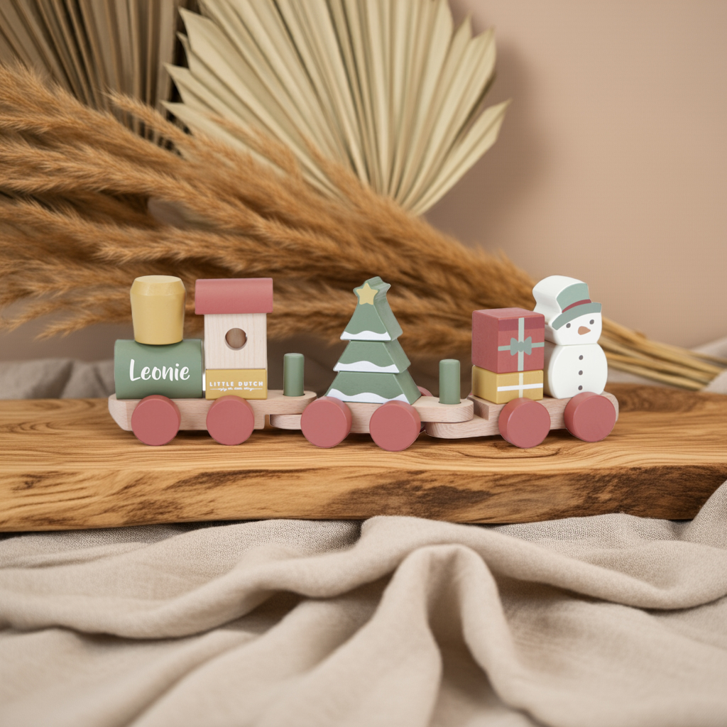 Personalisierter Holz-Zug Weihnachten – Geschenk zur Geburt
