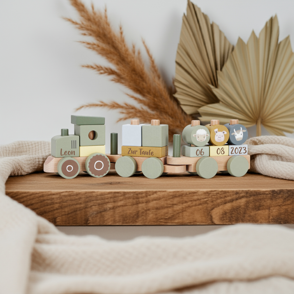 Personalized Wooden Train Little Farm with Name – Christening Gift | Schmatzepuffer