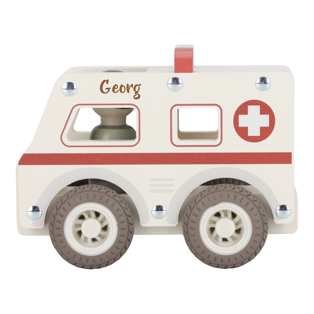 Wooden ambulance, customizable with name