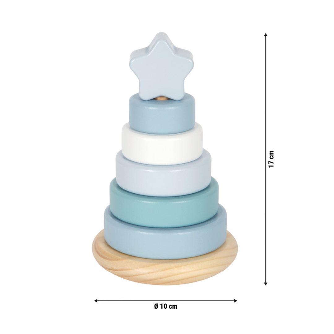 Tour empilable personnalisée bleue - Pour le baptême | small foot by Schmatzepuffer