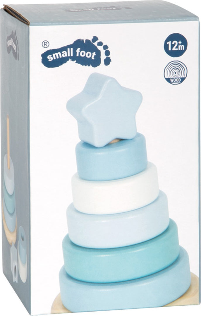 Tour empilable personnalisée bleue - Pour le baptême | small foot by Schmatzepuffer