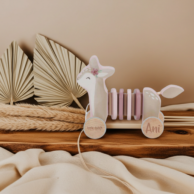 Wobbly pull toy deer Fairy Garden