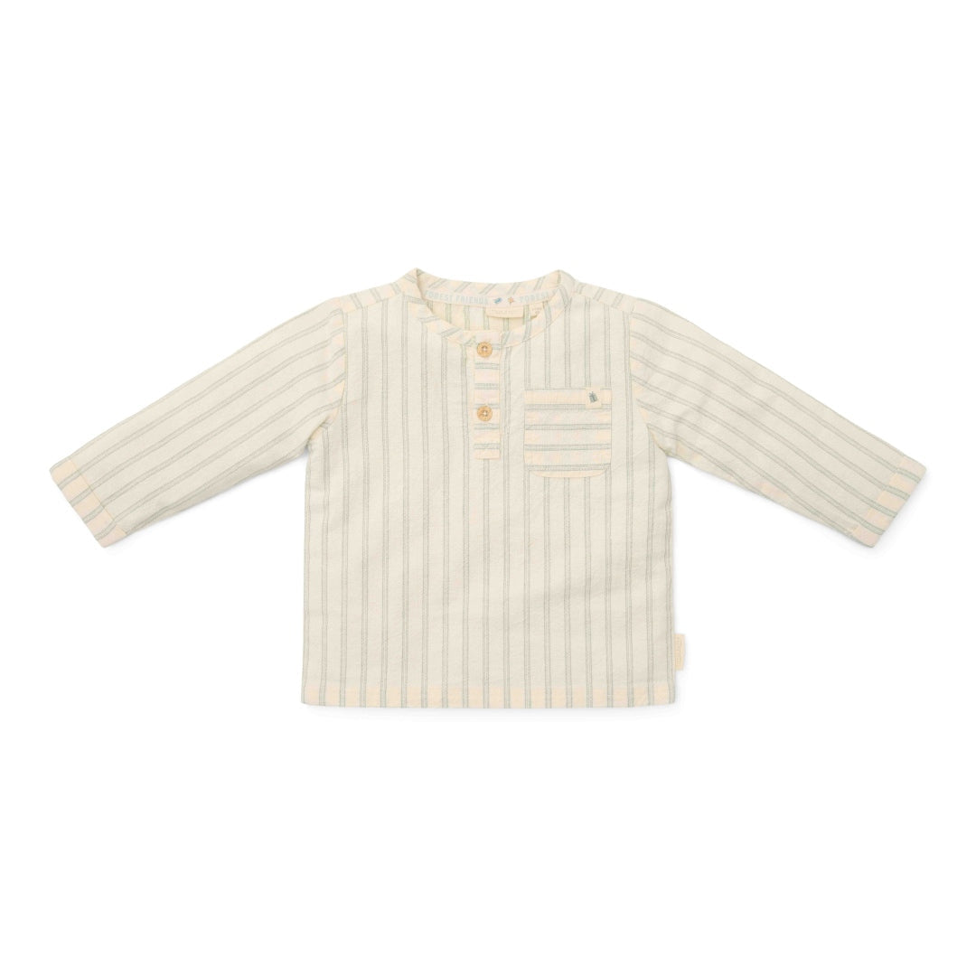 Long-sleeve Blouse Forest Green Stripe for Babies and Children