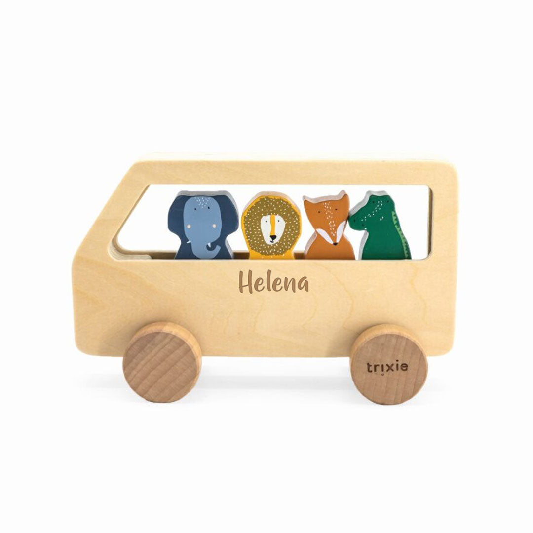 Holz Tierbus für Kinder – Motorikspielzeug aus Holz | Schmatzepuffer