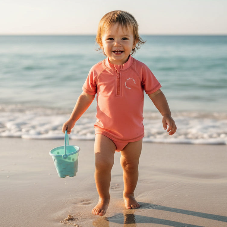 T-shirt de bain manches courtes Corail – T-shirt anti-UV pour enfant