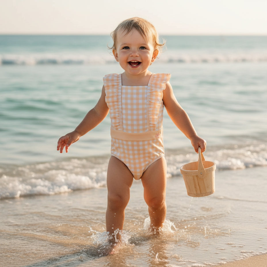 Kids' Ruffled Swimsuit Sunshine Checks