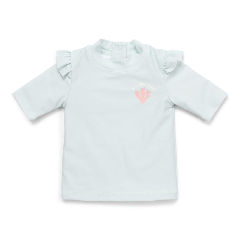 T-shirt de bain à volants vert d'eau pour enfants