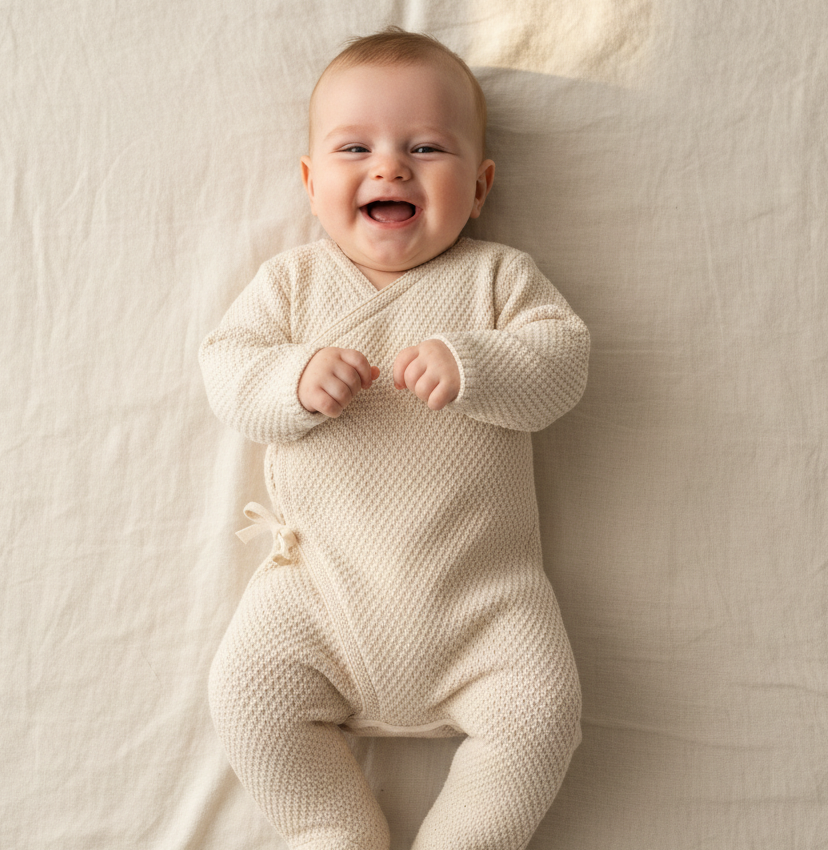 Wickel Strampler Gestrickter Sand | Little Dutch