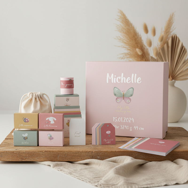 Boîte à souvenirs Flowers & Butterflies – Conservez les souvenirs de bébé