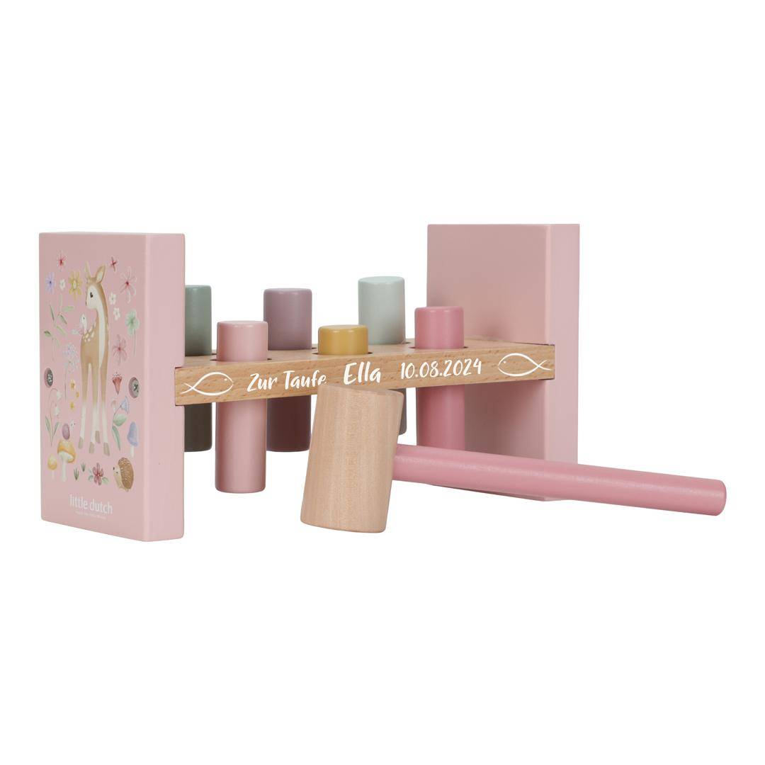 Jardin féerique en bois avec banc - Cadeau de baptême | Schmatzepuffer