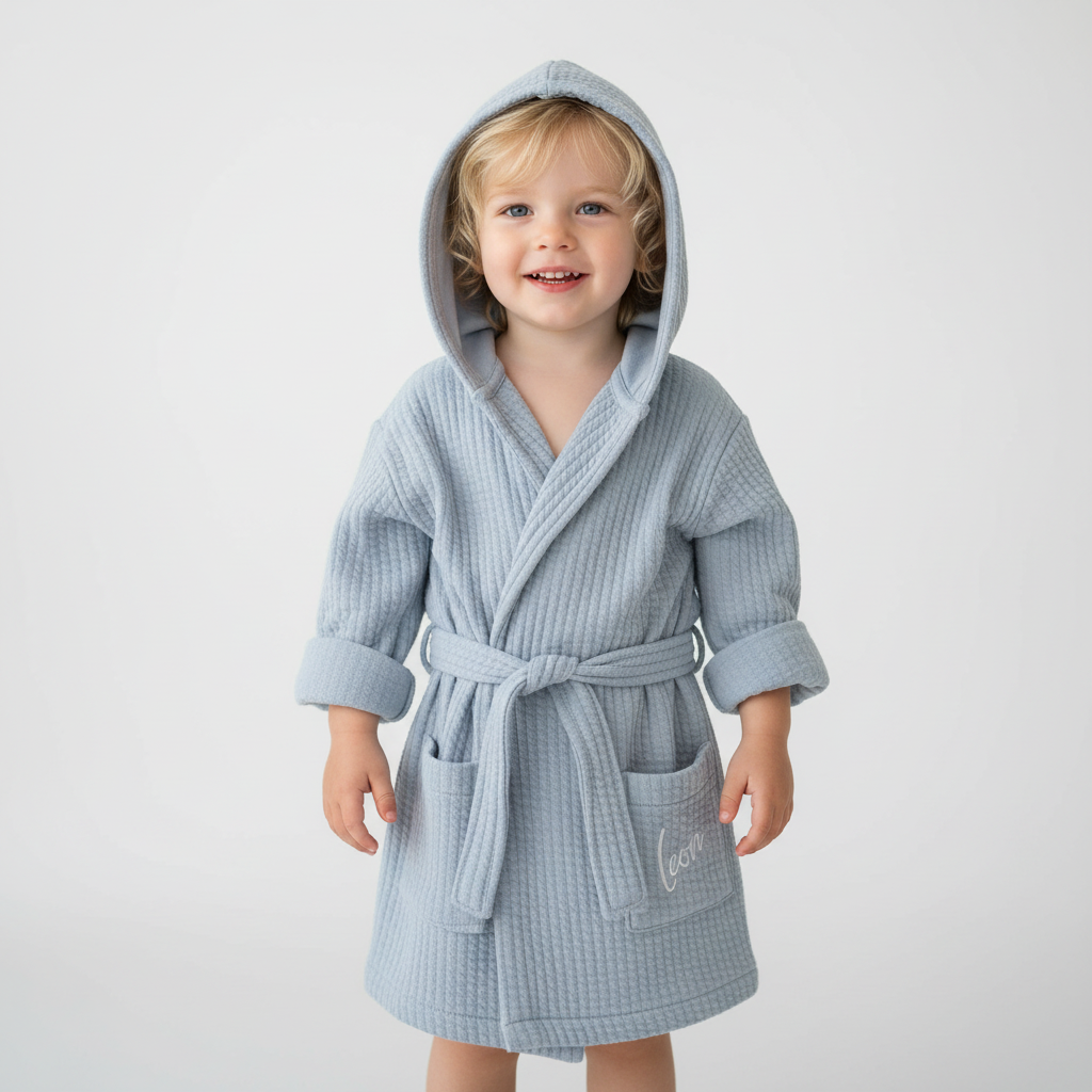 Pure Soft Blue Bathrobe for Babies and Children