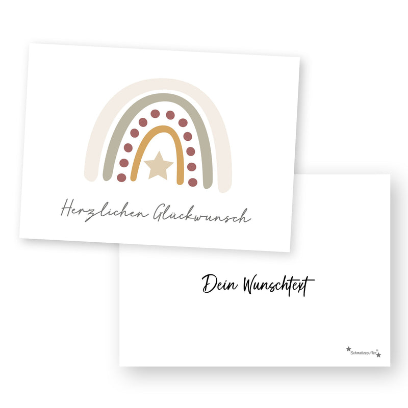 Carte de vœux personnalisée beige - Félicitations | Schmatzepuffer