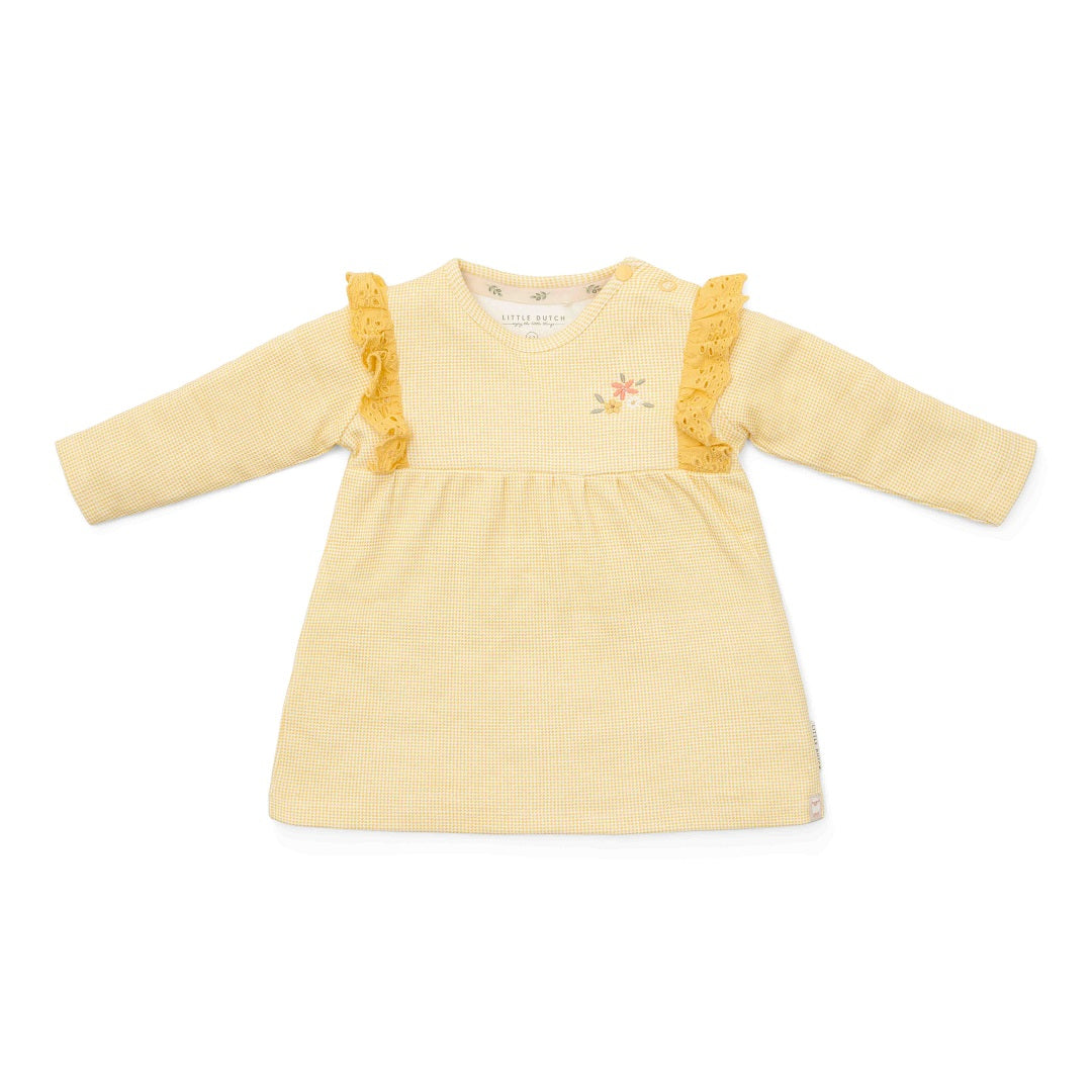 Girls' Long Sleeve Dress Warm Yellow Plaid