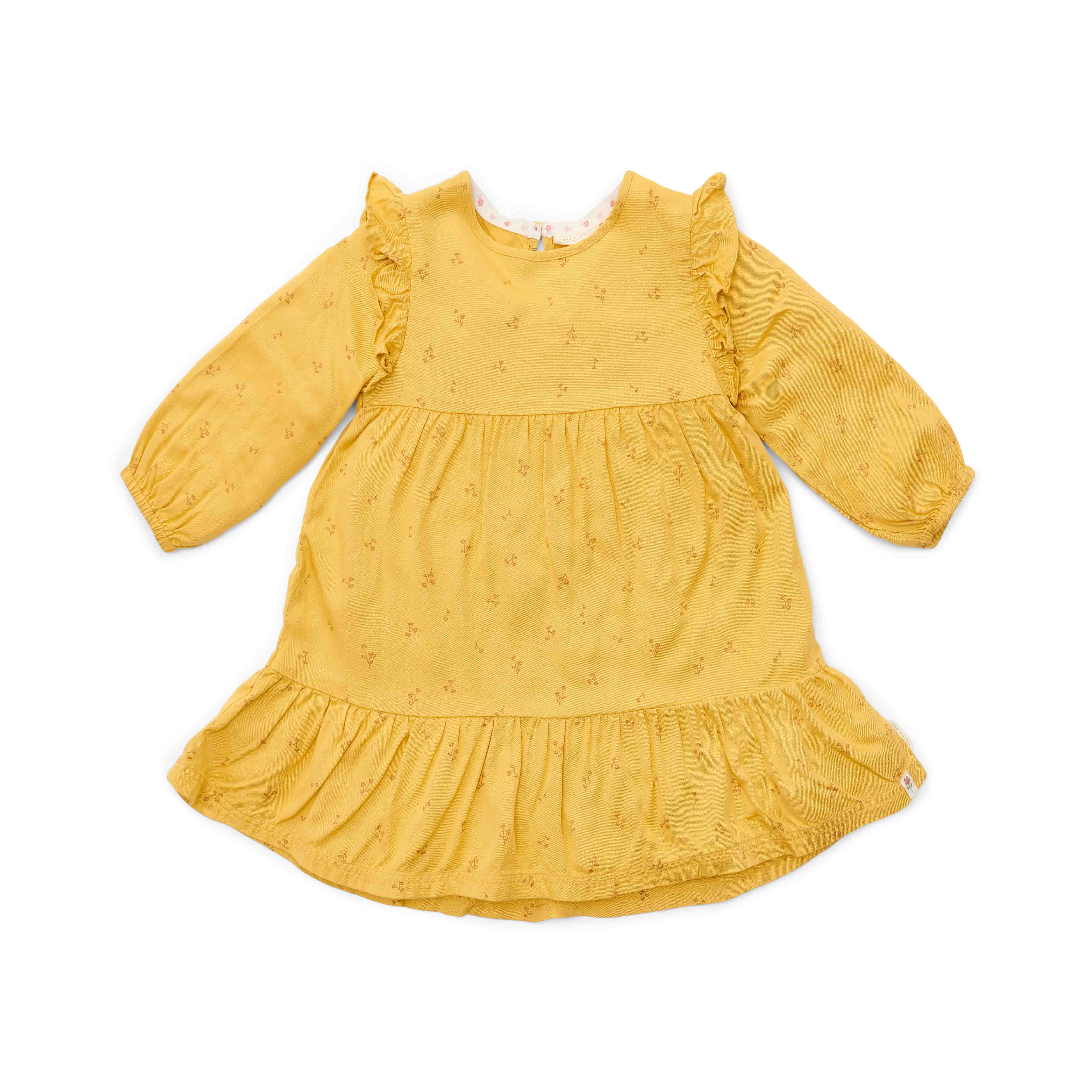 Long-Sleeve Warm Yellow Blooming Flower Dress for Kids