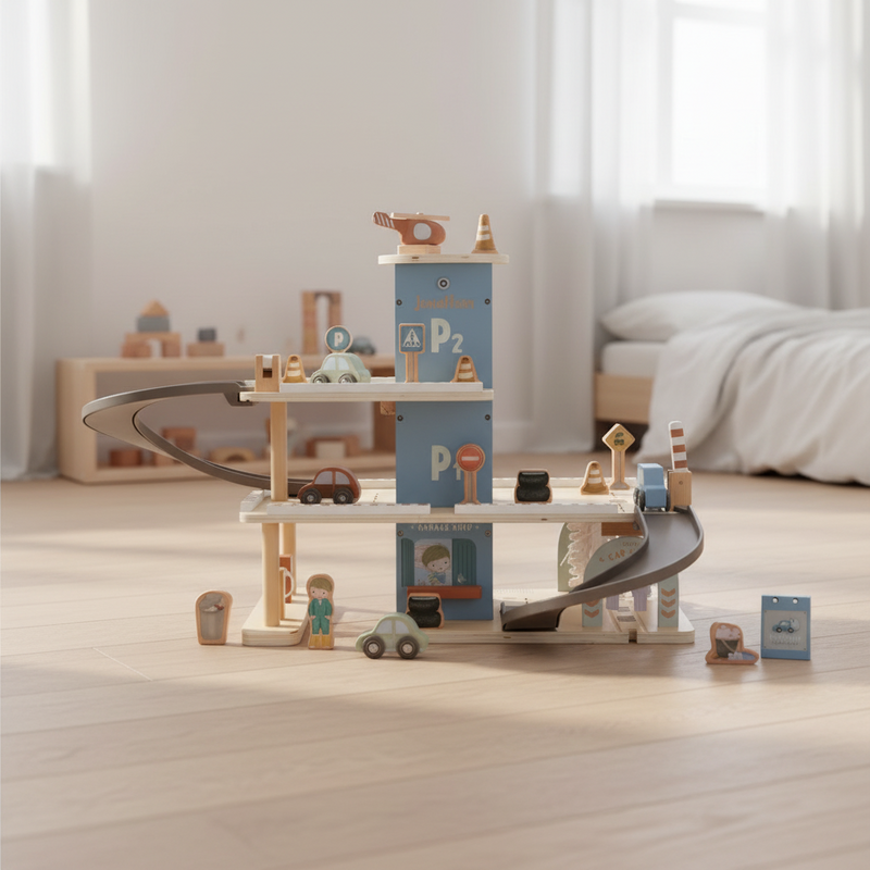 Garage en bois personnalisée pour train miniature en bois | Schmatzepuffer