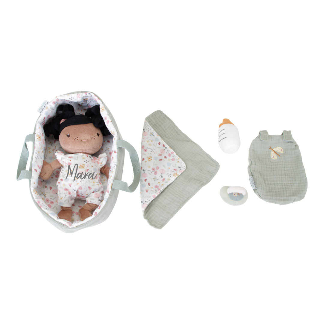 Poupée de chiffon Bébé Evi avec kit de soin Fleurs et Papillons