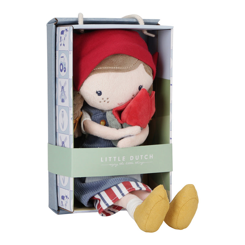 Personalisierte Kuschelpuppe Rosa mit Tulpen – liebevolles Geschenk für Mädchen