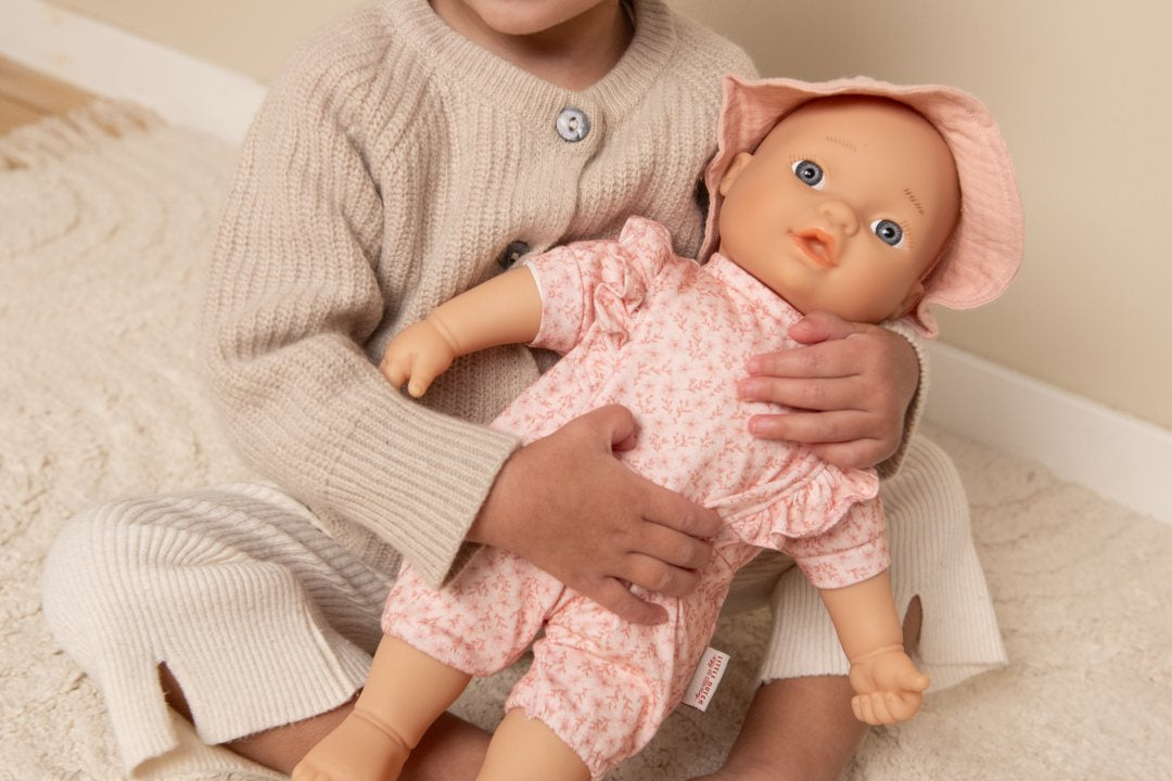 Personalisierte Puppenkleidung mit Namen – Rosa Set für Puppen 33–36 cm