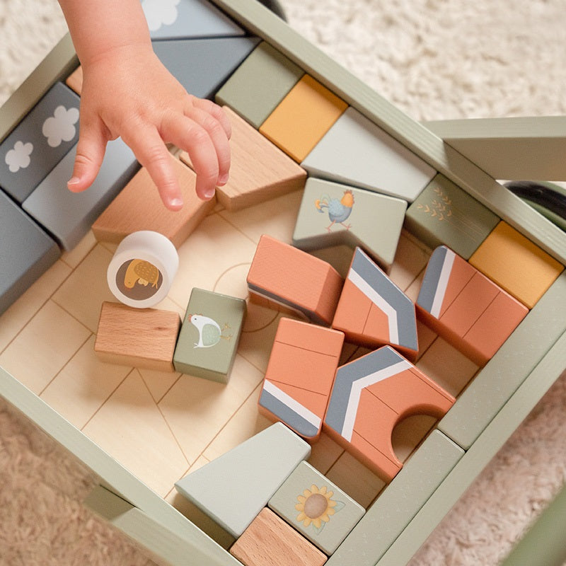 Chariot de marche avec blocs de construction Little Farm – Cadeau pour le 1er anniversaire