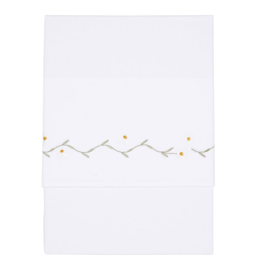 Drap de lit enfant brodé Daisy 110 x 140 cm | Little Dutch