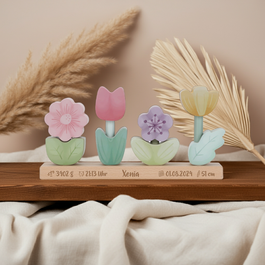 Fleurs empilées Jardin des fées « Pour une naissance »