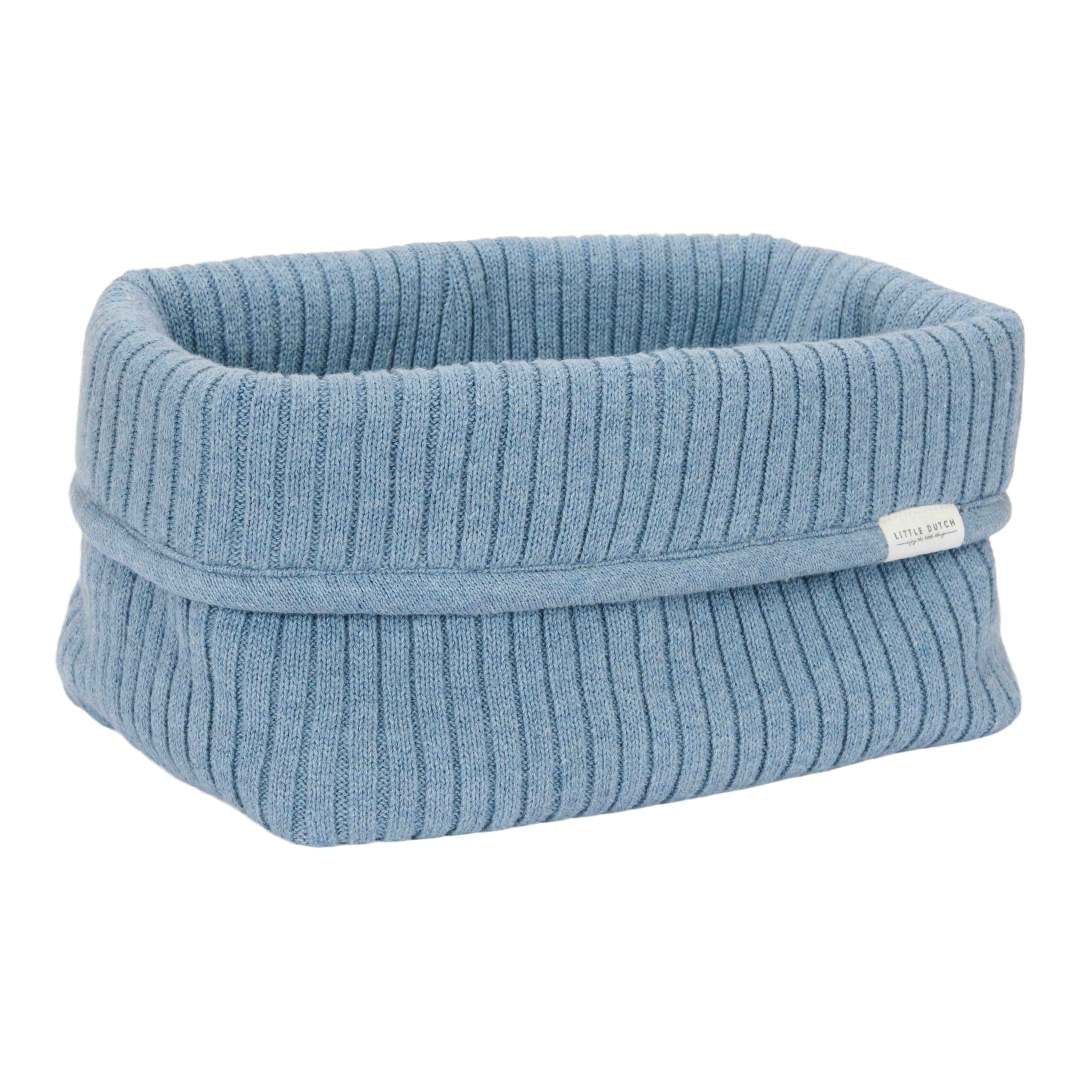 Grand panier d'allaitement brodé – Bleu denim pur | Little Dutch