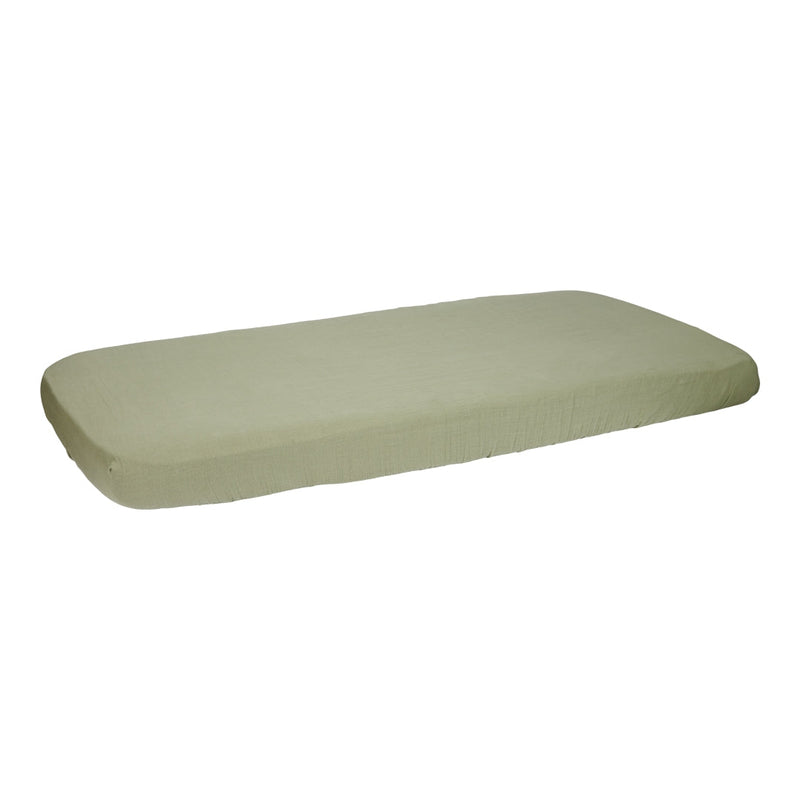 Drap-housse en mousseline 60 x 120 cm – Pure Olive | Little Dutch