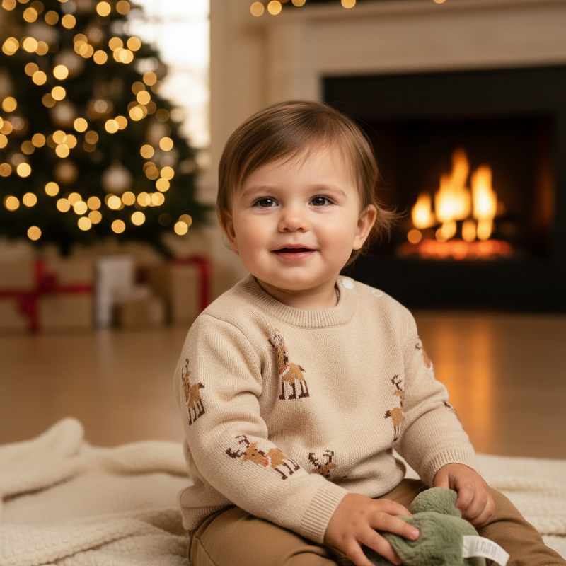 Pull de Noël tricoté motif renne | Little Dutch