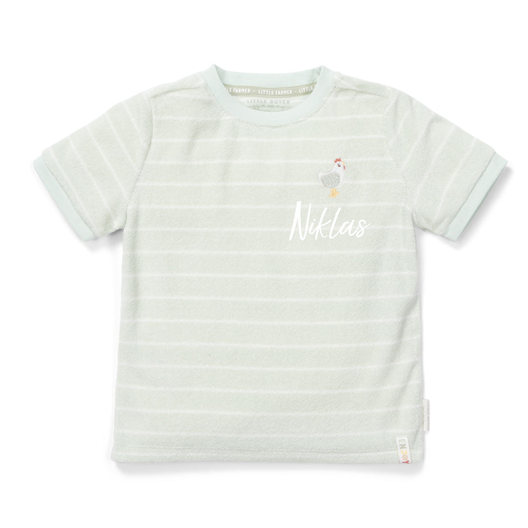 T-Shirt Frottee kurzarm Farm Green Stripes | Little Dutch