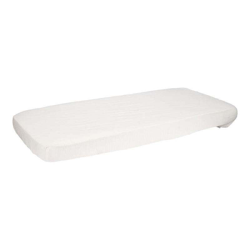 Drap-housse en mousseline 70 x 140/150 cm, blanc doux | Little Dutch