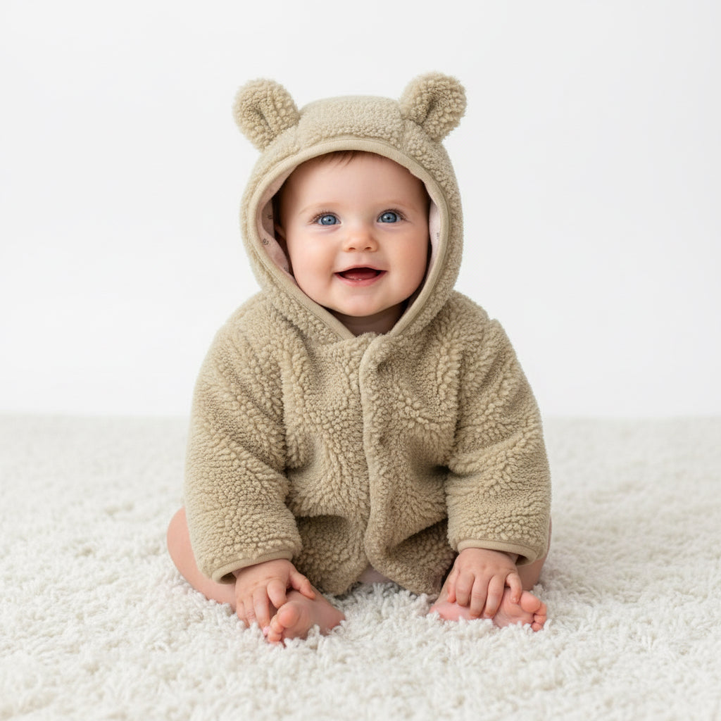 Veste Teddy Newborn vert tendre pour bébés
