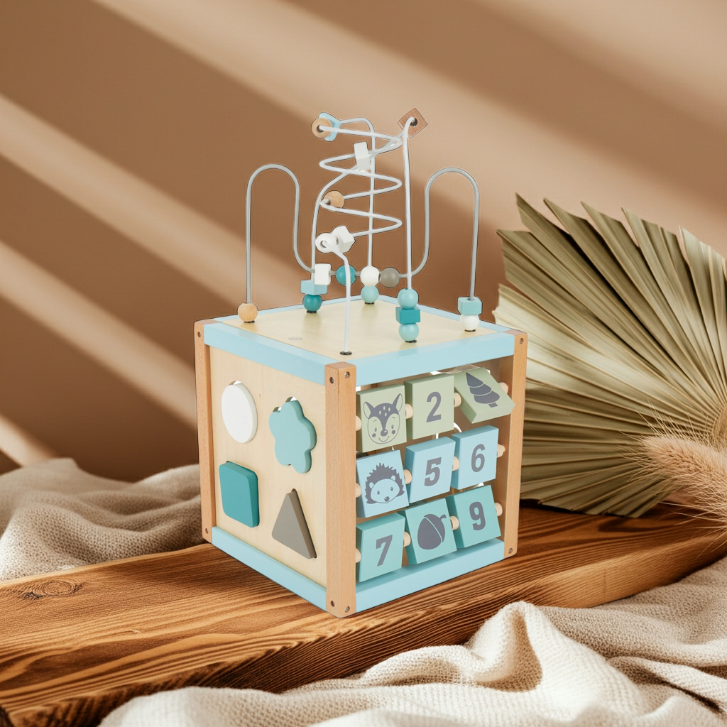 Cube d'activités en bois animaux de la forêt XXL | bieco