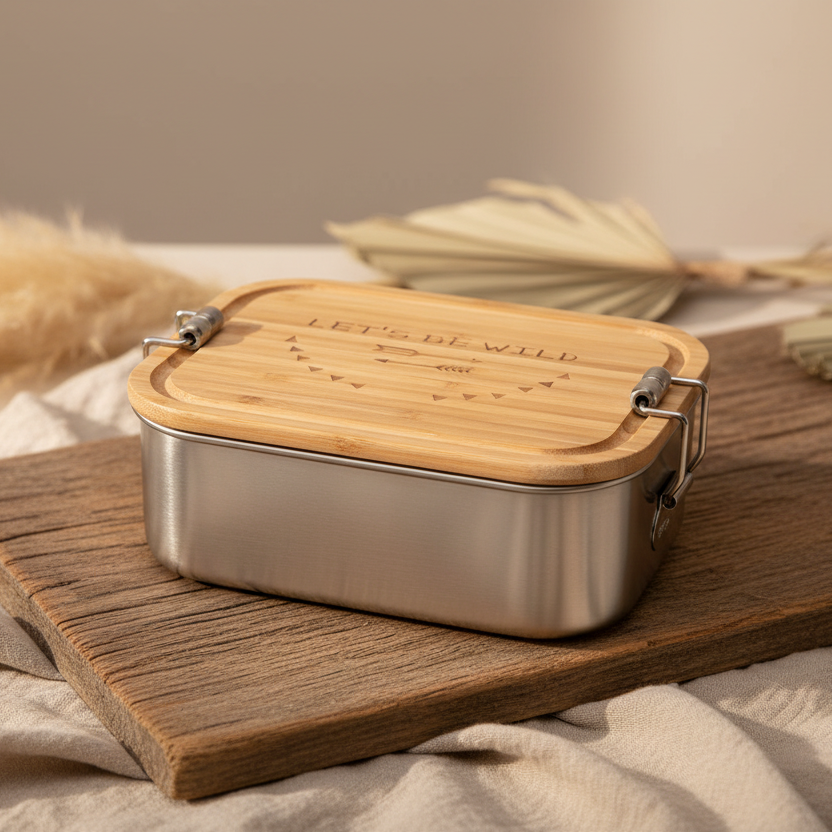 Lässig Stainless Steel Lunch Box Adventure with Bamboo Lid