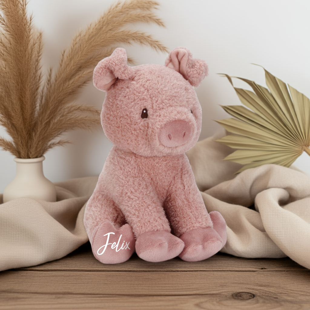 Peluche Cochon porte-bonheur 25 cm Little Farm | Cadeau de naissance et de baptême