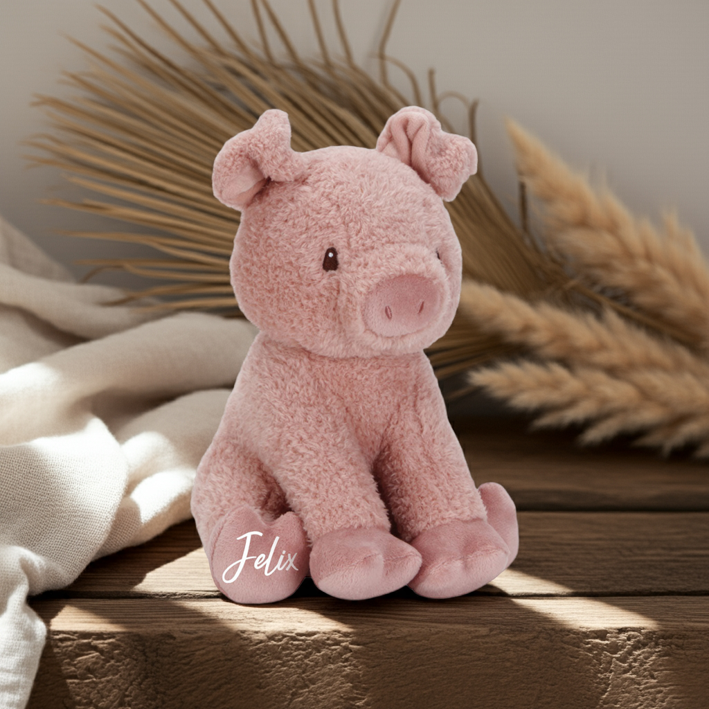 Peluche Cochon porte-bonheur 25 cm Little Farm | Cadeau de naissance et de baptême