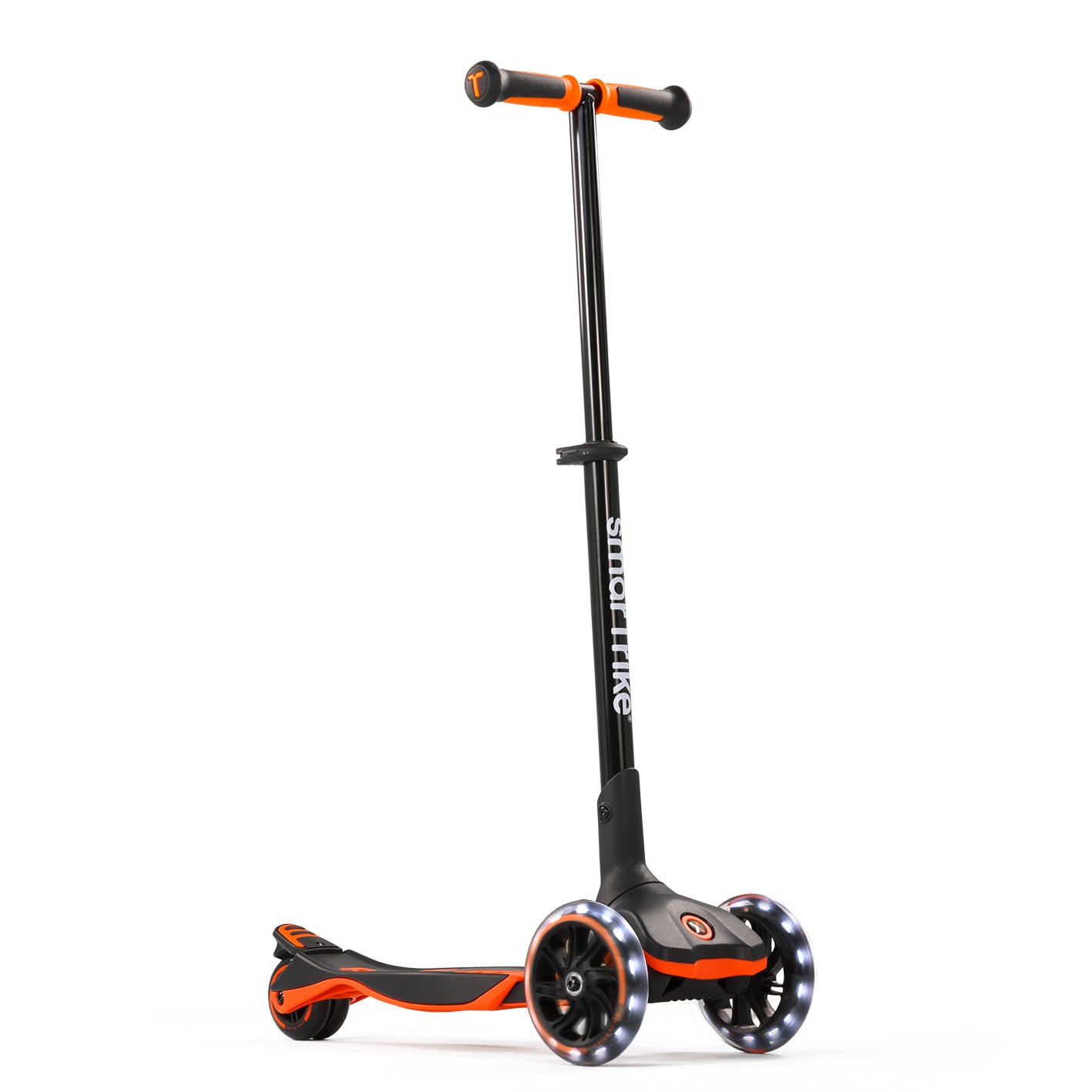 Mitwachsender Kinderroller in Orange mit LED-Rädern – stabiler 3-Rad Scooter für Kinder mit sicherem Fahrverhalten und langlebiger Nutzung