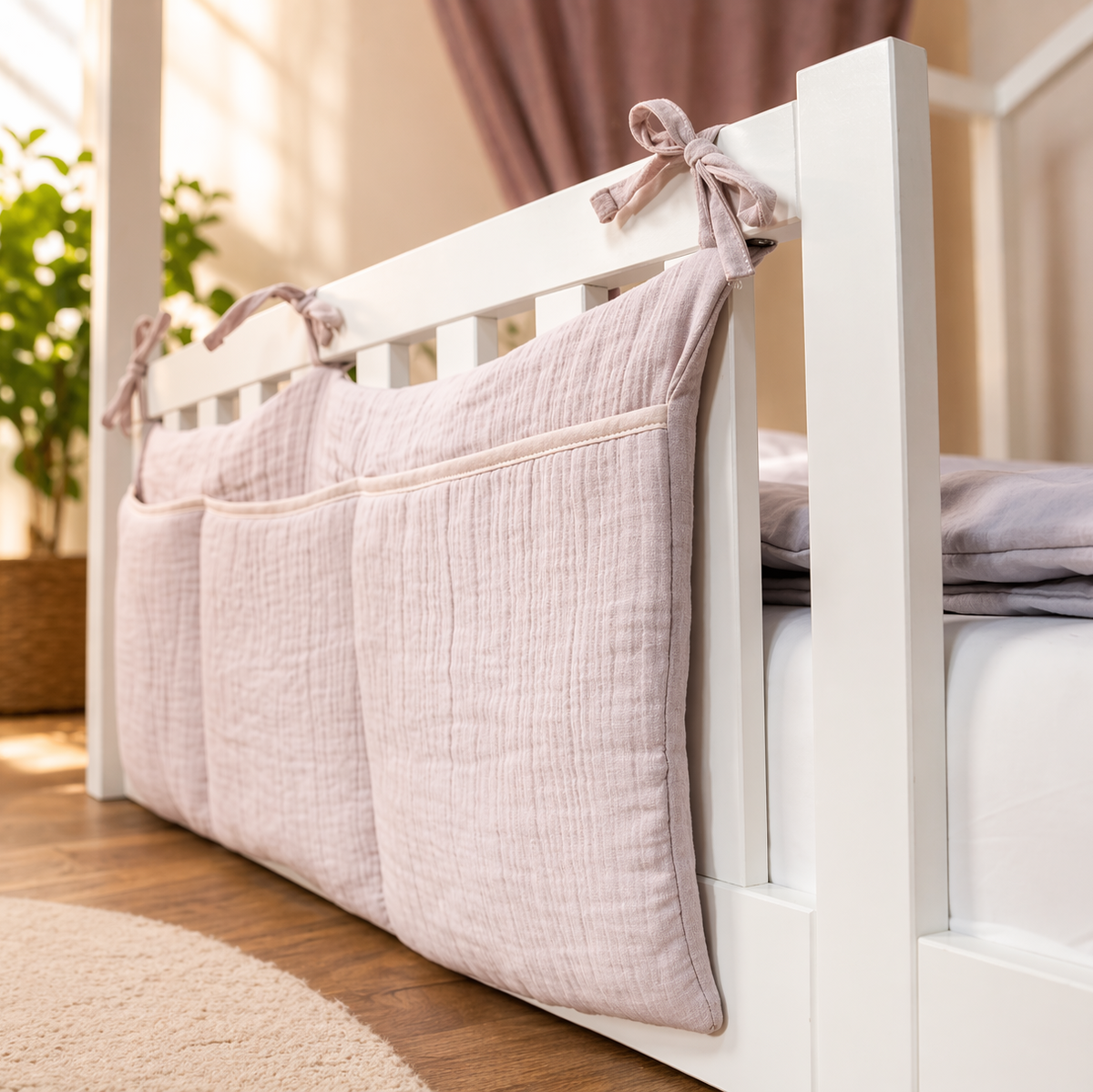 Organizer für Hausbett aus Musselin Altrosa
