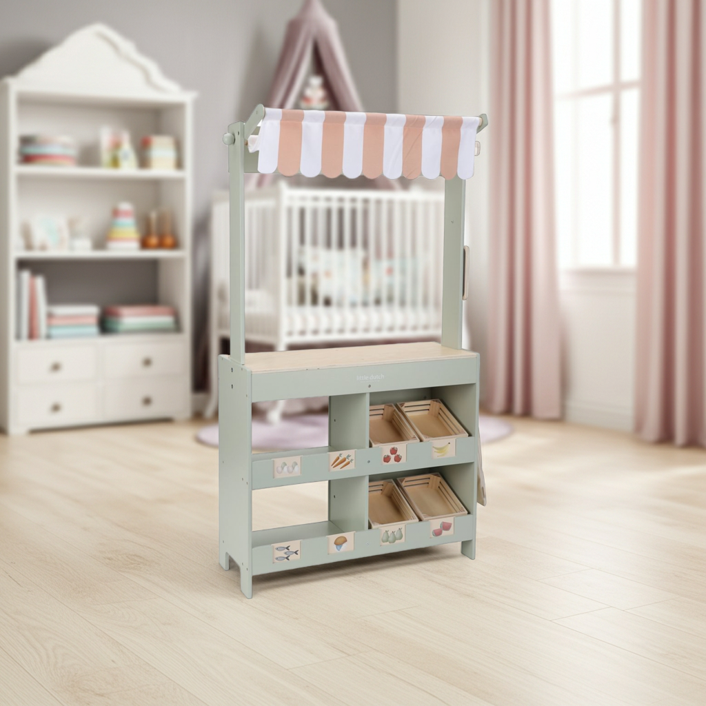 Wooden Market Stall & Café – 2-in-1 Game Stand